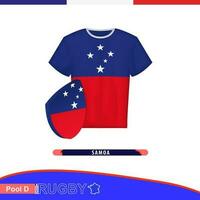 le rugby Jersey de samoa nationale équipe avec drapeau. vecteur