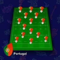 le Portugal nationale le rugby équipe sur le le rugby champ. illustration de joueurs position sur champ. vecteur