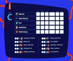 programme pour tout le rugby allumettes de bassin c, tableau de bord de le rugby compétition 2023. vecteur