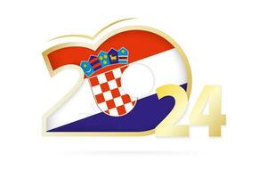 année 2024 avec Croatie drapeau modèle. vecteur