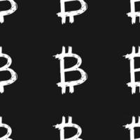 Bitcoin signe icône brosse lettrage modèle sans couture, fond de symboles calligraphiques grunge, illustration vectorielle vecteur