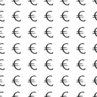 Icône de signe euro brosse lettrage modèle sans couture, fond de symboles calligraphiques grunge, illustration vectorielle vecteur