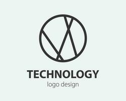 géométrique vecteur logo dans une cercle. haute technologie style logotype pour nano technologie, crypto-monnaie et mobile applications dans une Facile linéaire conception.