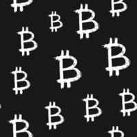 Bitcoin signe icône brosse lettrage modèle sans couture, fond de symboles calligraphiques grunge, illustration vectorielle vecteur