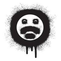 souriant visage émoticône graffiti avec noir vaporisateur peindre vecteur