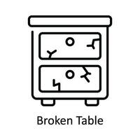 cassé table vecteur contour icône conception illustration. Accueil réparation et entretien symbole sur blanc Contexte eps dix fichier