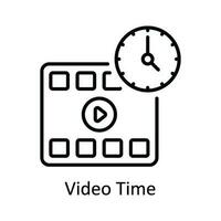 vidéo temps vecteur contour icône conception illustration. en ligne diffusion symbole sur blanc Contexte eps dix fichier