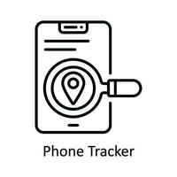 téléphone traqueur vecteur contour icône conception illustration. carte et la navigation symbole sur blanc Contexte eps dix fichier