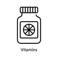 vitamines vecteur contour icône conception illustration. pharmacie symbole sur blanc Contexte eps dix fichier