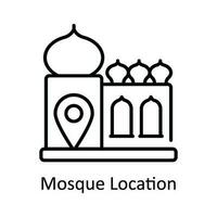 mosquée emplacement vecteur contour icône conception illustration. carte et la navigation symbole sur blanc Contexte eps dix fichier