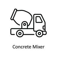 béton mixer vecteur contour icône conception illustration. Accueil réparation et entretien symbole sur blanc Contexte eps dix fichier