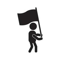 icône de la personne porter drapeau vecteur