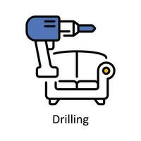 forage vecteur remplir contour icône conception illustration. Accueil réparation et entretien symbole sur blanc Contexte eps dix fichier