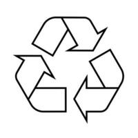 recyclage signe sur une blanc Contexte. blanc flèches avec une noir contour bouge toi dans une cercle. environnement protection. vecteur. vecteur