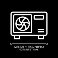 ac compresseur unité blanc linéaire icône pour foncé thème. air Conditionneur. refroidissement système. réfrigération équipement. HVAC réparation. mince ligne illustration. isolé symbole pour nuit mode. modifiable accident vasculaire cérébral vecteur