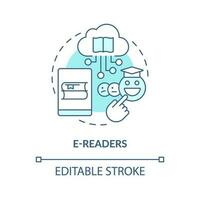 e lecteurs turquoise concept icône. numérique livres. éducatif application de ict abstrait idée mince ligne illustration. isolé contour dessin. modifiable accident vasculaire cérébral vecteur