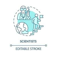 scientifiques turquoise concept icône. Nouveau technologie. industrie développement. paradigme changement. science chercheur abstrait idée mince ligne illustration. isolé contour dessin. modifiable accident vasculaire cérébral vecteur