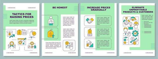 tactique pour en hausse des prix brochure modèle. brochure conception avec linéaire Icônes. modifiable 4 vecteur mises en page pour présentation, annuel rapports