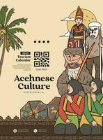 affiche un événement disposition modèle pour tourisme avec aceh culture illustration vecteur