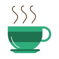 icône plate de dessin animé de boisson chaude tasse de café vert vecteur