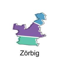 zorbig carte, détaillé contour coloré Régions de le allemand pays. vecteur illustration modèle conception