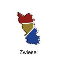 zwiesel carte, détaillé contour coloré Régions de le allemand pays. vecteur illustration modèle conception