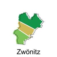 carte de zwonitz coloré conception, monde carte international vecteur modèle avec contour graphique esquisser style sur blanc Contexte