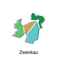 zwenkau carte, détaillé contour coloré Régions de le allemand pays. vecteur illustration modèle conception