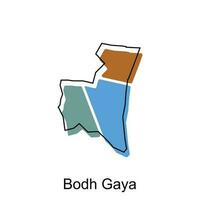 bodh gaya carte illustration conception, vecteur modèle avec contour graphique esquisser style isolé sur blanc Contexte