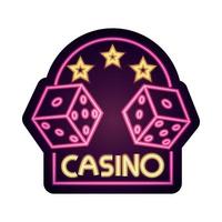 casino dés étoiles jeux de hasard bannière enseigne au néon vecteur