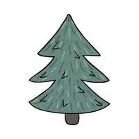 mignonne Noël arbre dans avec stylisé aiguilles. hygge vacances arbre pour autocollants, planificateurs, ferraille éléments, social médias. vecteur illustration avec main tiré griffonnage contour isolé sur Contexte