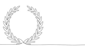 olive couronne silhouette, un ligne continu vecteur illustration. ligne art, contour, main tiré gagner bannière concept.