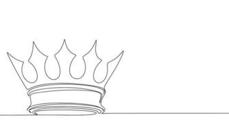 couronne silhouette, un ligne continu vecteur illustration. ligne art, contour, main tiré Royal bannière concept.