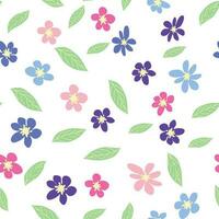 floral sans couture modèle avec rose, lavande, bleu, violet camomille fleur et feuilles. puéril, féminin, doux vecteur