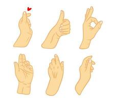 main geste symbole. griffonnage main tiré main signe. Facile la toile icône ensemble. vecteur
