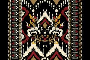 ikat floral paisley broderie sur noir background.ikat ethnique Oriental modèle traditionnel.aztèque style abstrait vecteur illustration.design pour texture,tissu,habillement,emballage,décoration,écharpe,tapis