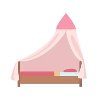lit rose pour enfants élément de vecteur de couleur semi-plat