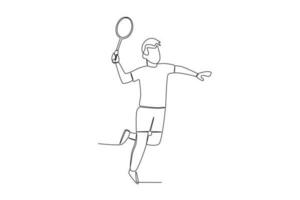 vecteur une ligne de Masculin badminton joueur frappe le Balle