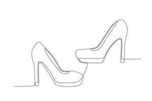 vecteur haute enfers, les filles des chaussures une seule ligne art dessin continue ligne vecteur illustration