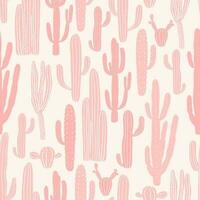 monochrome sans couture modèle avec cactus dans rose couleurs vecteur