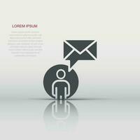 personnes avec l'icône de l'enveloppe dans un style plat. e-mail recevoir illustration vectorielle sur fond blanc isolé. concept d'entreprise de messages. vecteur
