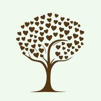 arbre avec cœur feuilles vecteur art, captivant la nature l'amour illustration