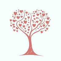 arbre avec cœur feuilles vecteur art, captivant la nature l'amour illustration