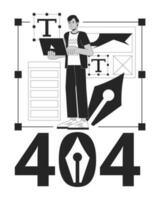 pigiste la toile designer noir blanc Erreur 404 éclat message. ui et ux designer. monochrome vide Etat ui conception. page ne pas a trouvé apparaitre dessin animé image. vecteur plat contour illustration concept