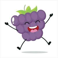 mignonne content grain de raisin personnage. marrant sauter grain de raisin dessin animé émoticône dans plat style. fruit emoji vecteur illustration