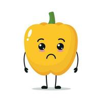 malheureux Jaune paprika supporter seul avec triste visage vecteur