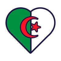 Algérie drapeau de fête patriote cœur contour icône vecteur