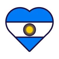 Argentine drapeau de fête patriote cœur contour icône vecteur
