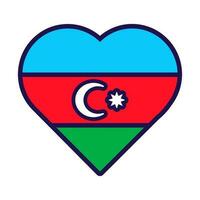 Azerbaïdjan drapeau de fête patriote cœur contour icône vecteur