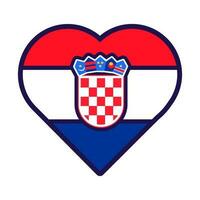 Croatie drapeau de fête patriote cœur contour icône vecteur